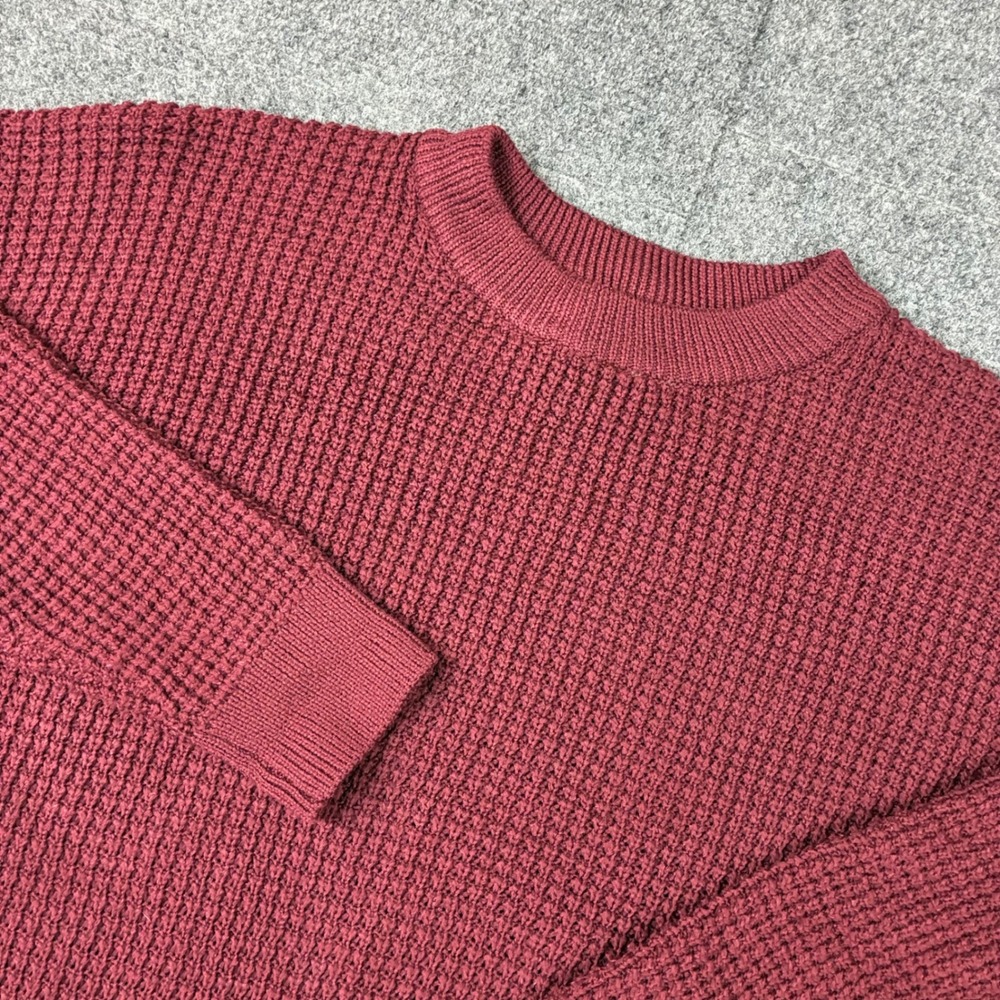 Time and Tru Burgundy Waffle Knit Crew Neck Sweater Womens XL 16-18 Pullover